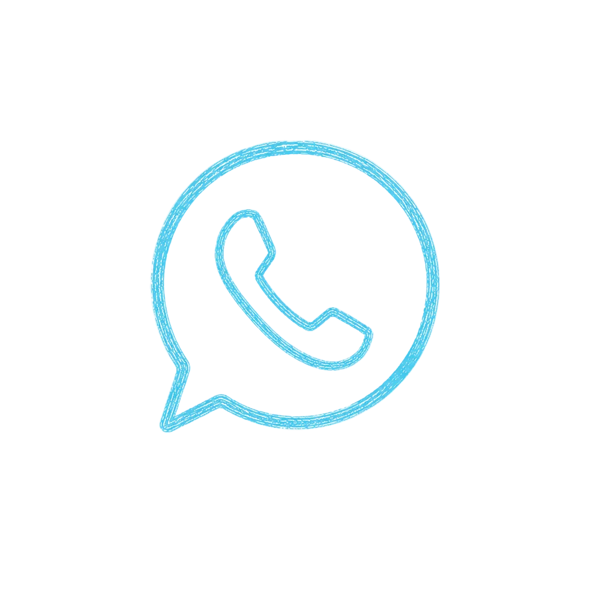 Blue phone icon inside a speech bubble on a white background